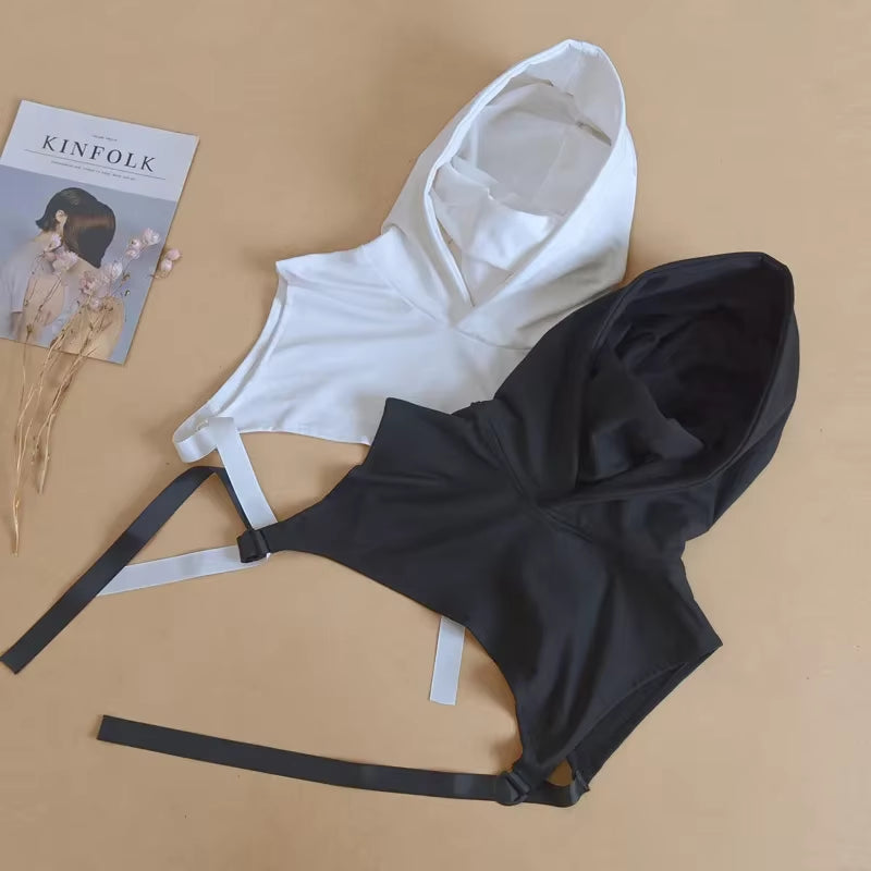 Cowl Hat Hood High Collar Crop Hoodie Tops