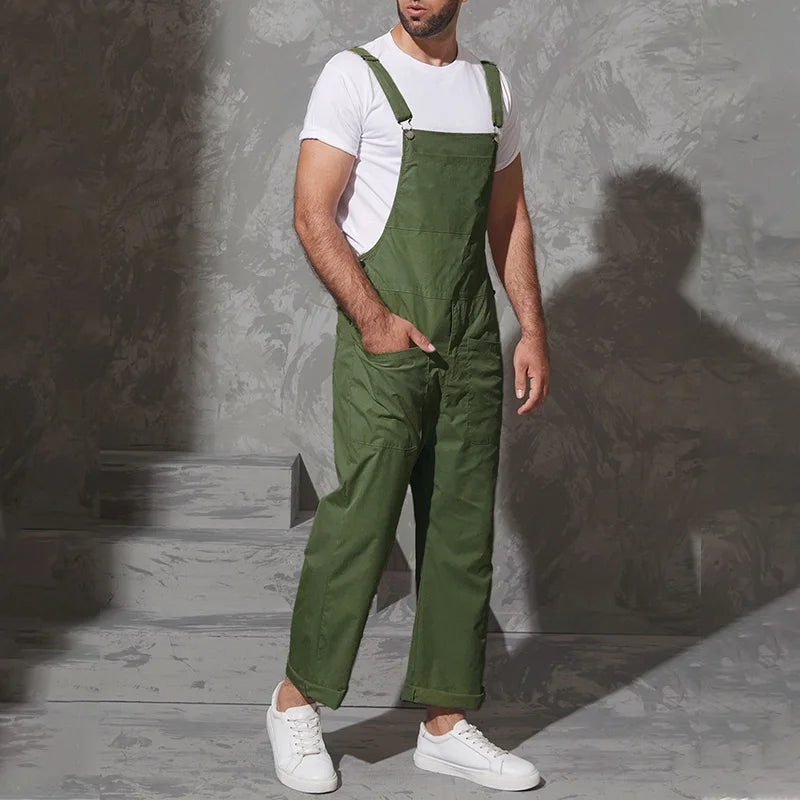Jumpsuits Zipper Streetwear 2023 Joggers Multi Pockets Casual Suspenders Cargo Overalls Men