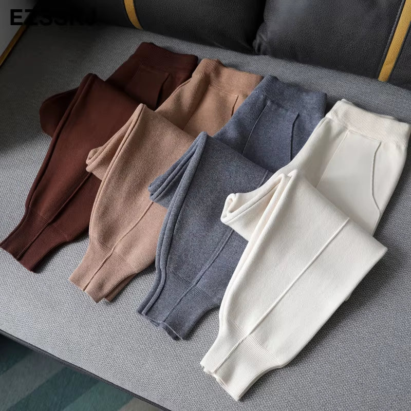 Chic Harem Pants Women Loose Trousers Comfortable Thick Warm Casual Knitted Granny Pants