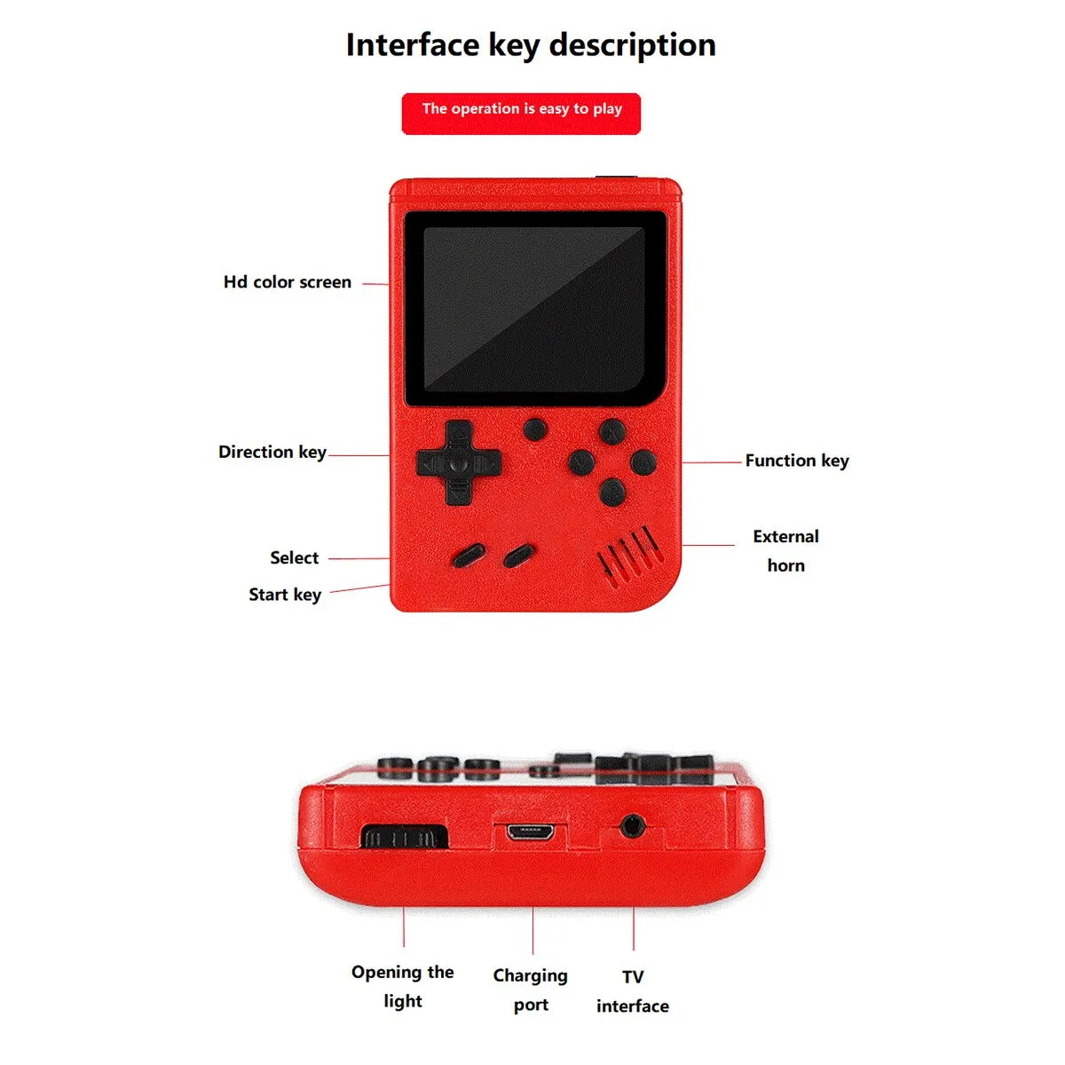 Handheld Small Game Console with Hundreds of Game Charging Can Be Connected to the TV