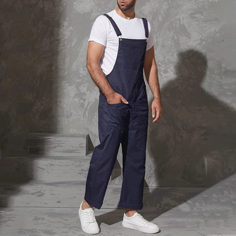 Jumpsuits Zipper Streetwear 2023 Joggers Multi Pockets Casual Suspenders Cargo Overalls Men