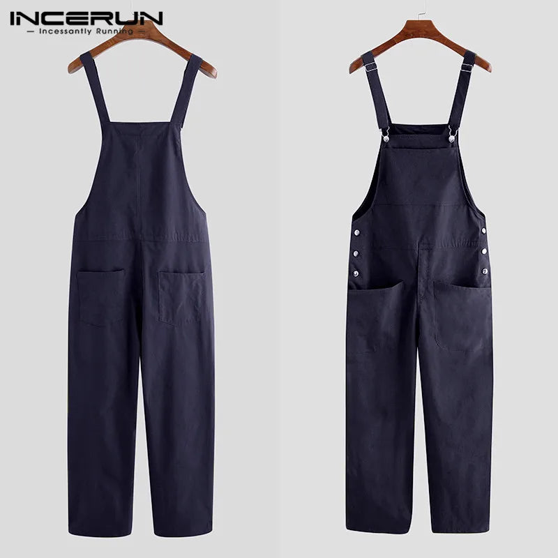 Jumpsuits Zipper Streetwear 2023 Joggers Multi Pockets Casual Suspenders Cargo Overalls Men