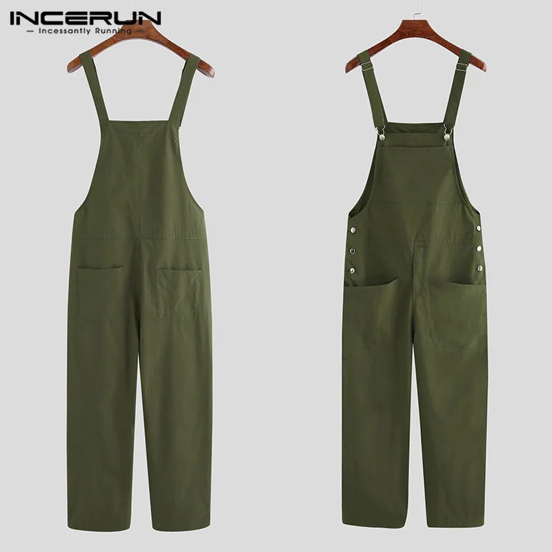Jumpsuits Zipper Streetwear 2023 Joggers Multi Pockets Casual Suspenders Cargo Overalls Men