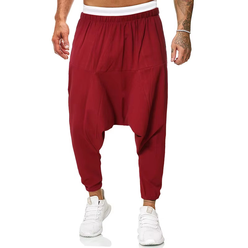 Men Linen Baggy Harem Pants 