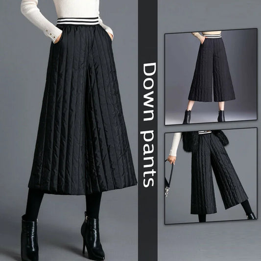 Women'S Culotte Pants Oversized Wide Leg Trousers Winter Outer Wear High Waist Pants