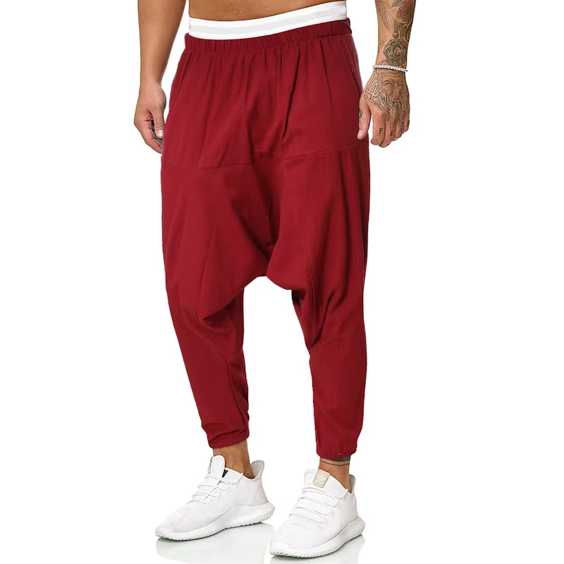 Men Linen Baggy Harem Pants 