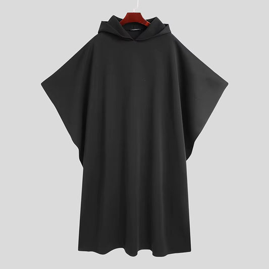 Fashion Men Cloak Coats Hooded Solid Poncho Loose Streetwear Punk Windproof Men Trench Winter Long Cape