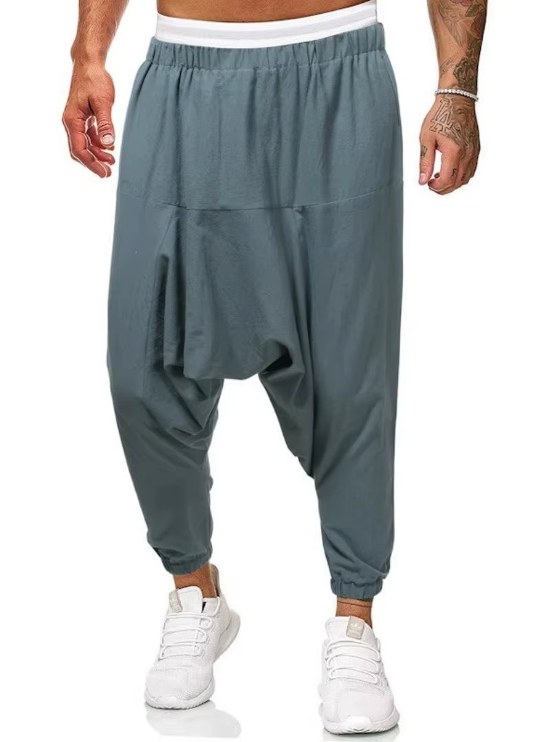 Men Linen Baggy Harem Pants 