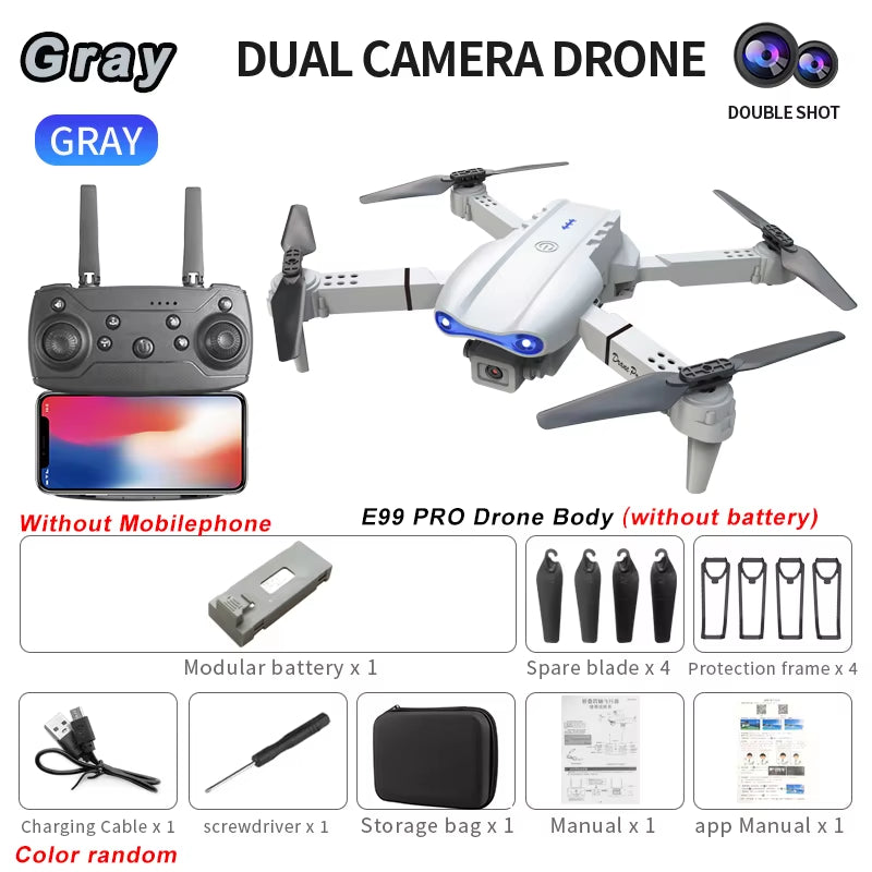 E99Pro RC Drone 4K Professinal with 1080P Wide Angle HD Camera Foldable Helicopter WIFI FPV