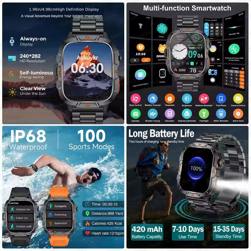 Outdoor Sports Smart Watch with Led Lighting Men Women Waterproof Swim Watches Fitness Track Heart Rate Smart Watch 