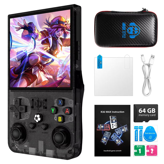 R36MAX Portable Video Game Player Console 18000+ Games Retro Handheld Game Console 4.0 Inch IPS Screen Linux System
