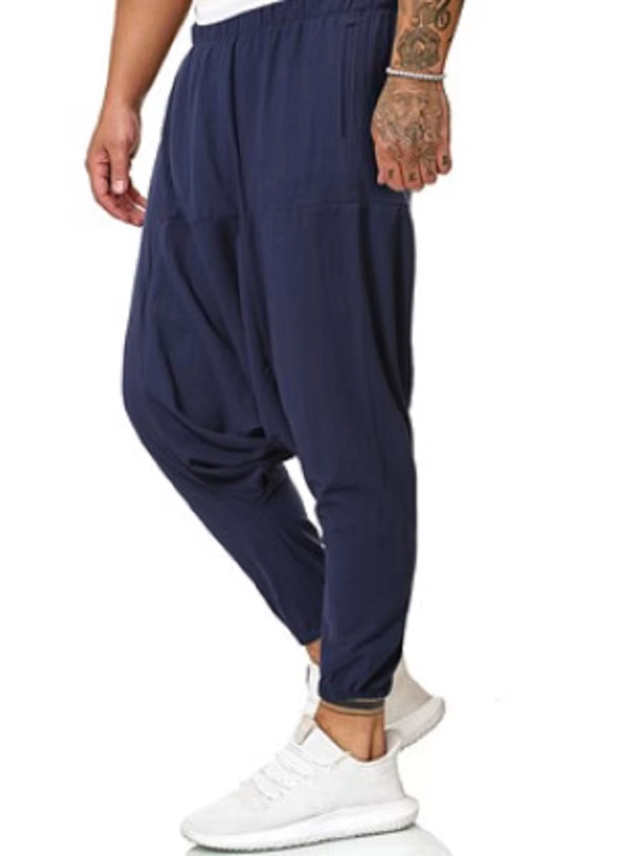 Men Linen Baggy Harem Pants 