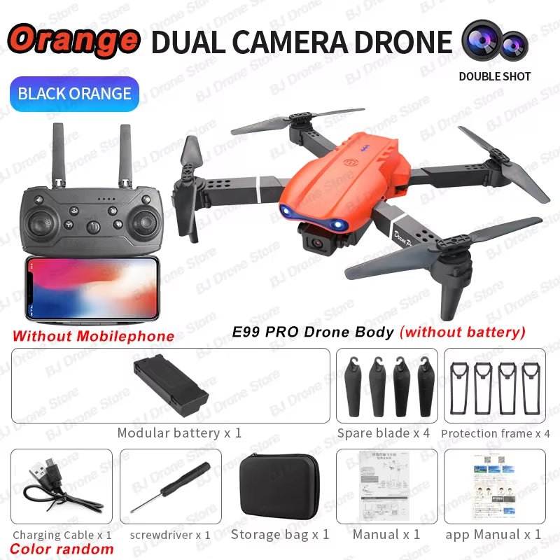 E99Pro RC Drone 4K Professinal with 1080P Wide Angle HD Camera Foldable Helicopter WIFI FPV