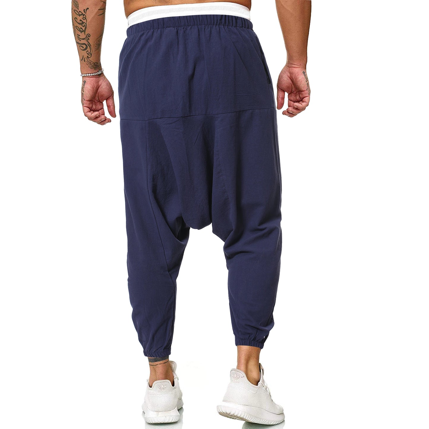 Men Linen Baggy Harem Pants 