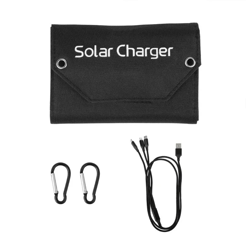 Folding Solar Panel USB 5V Solar Charger Portable Solar Charger for Outdoor Camping Hiking + Cable