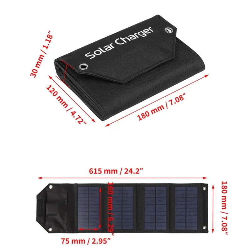 Folding Solar Panel USB 5V Solar Charger Portable Solar Charger for Outdoor Camping Hiking + Cable