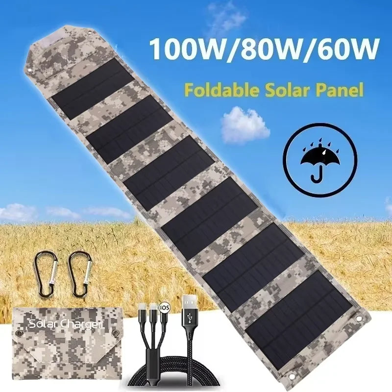 Folding Solar Panel USB 5V Solar Charger Portable Solar Charger for Outdoor Camping Hiking + Cable