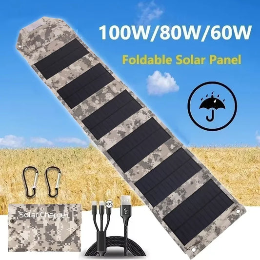 Folding Solar Panel USB 5V Solar Charger Portable Solar Charger for Outdoor Camping Hiking + Cable