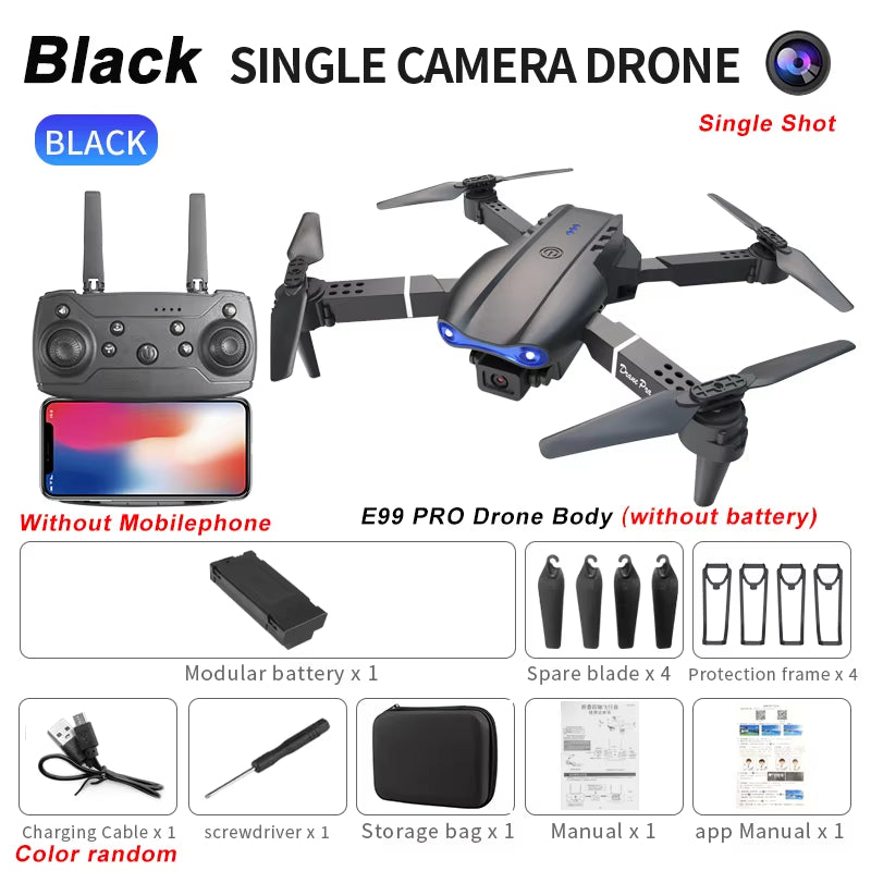 E99Pro RC Drone 4K Professinal with 1080P Wide Angle HD Camera Foldable Helicopter WIFI FPV