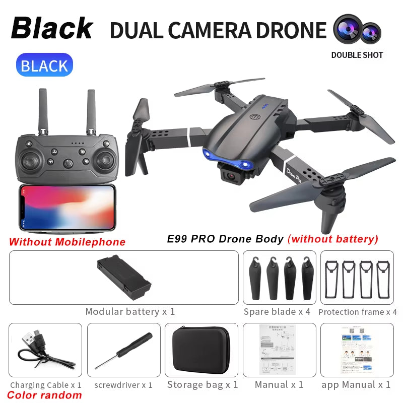 E99Pro RC Drone 4K Professinal with 1080P Wide Angle HD Camera Foldable Helicopter WIFI FPV