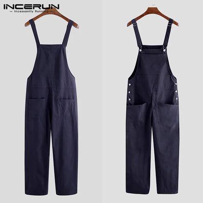 Jumpsuits Zipper Streetwear 2023 Joggers Multi Pockets Casual Suspenders Cargo Overalls Men