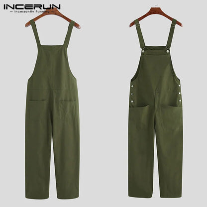 Jumpsuits Zipper Streetwear 2023 Joggers Multi Pockets Casual Suspenders Cargo Overalls Men