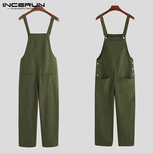 Jumpsuits Zipper Streetwear 2023 Joggers Multi Pockets Casual Suspenders Cargo Overalls Men